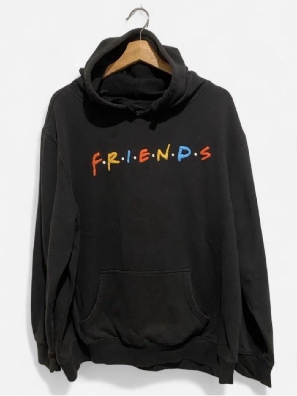 FRIENDS Black Hoodie with Colorful Logo Letters SZ XL
